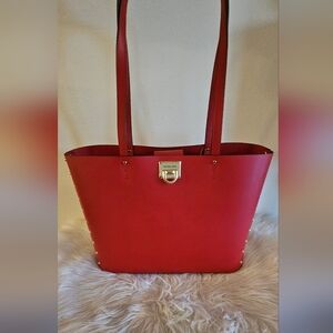 Michael Kors Red Leather Stud-Trim Tote